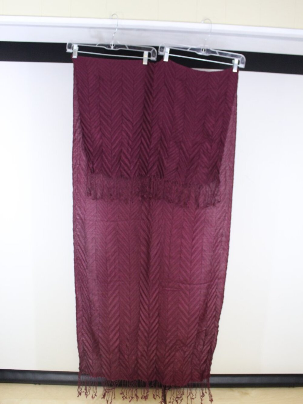 100% Cashmere Wrap Shawl Maroon Lightweight Evening‎ Wedding Fringe - Picture 9 of 11